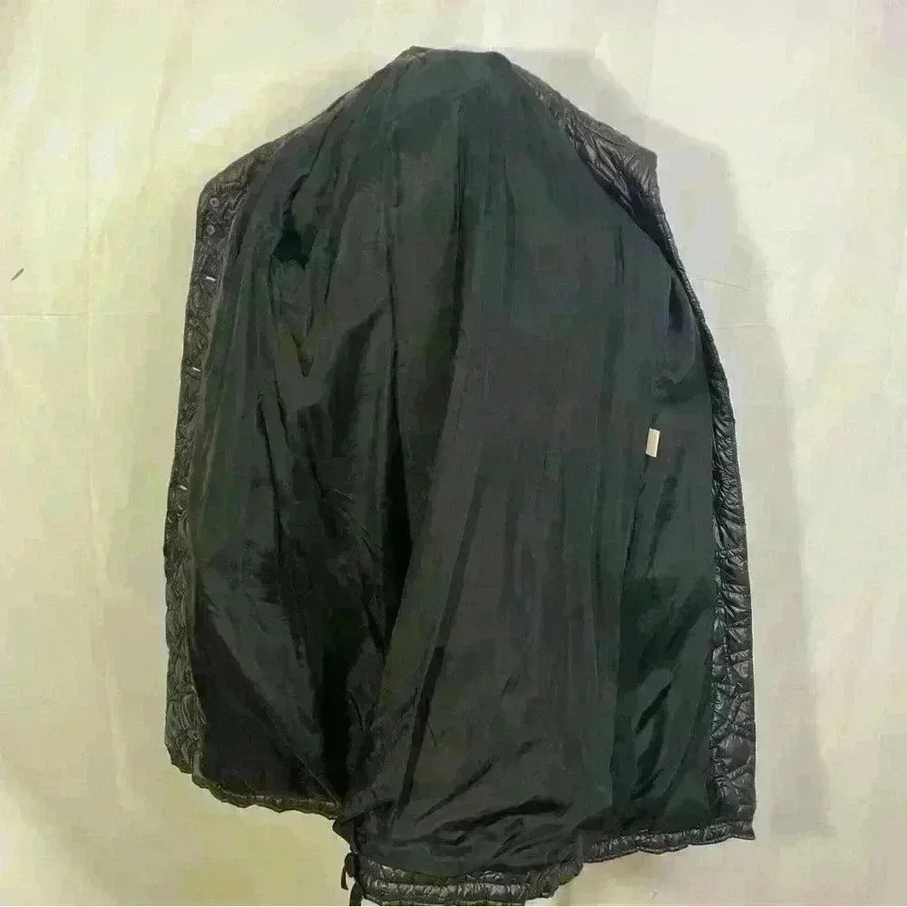 LAFLAMME FOURRURE  GLOSSY QUILTED TRENCH GORGEOUS COAT SLEEVES SIZE M - Picture 14 of 16